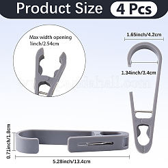 プラスチック製の洋服クリップフック4個  フック付き洗濯ばさみ  グレー  134x42x18mm&nbsp;AJEW-CN0006-34A