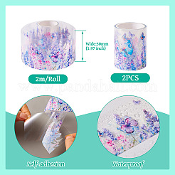 2mペット防水プラスチックステッカー  DIYスクラップブッキング用の自己接着デカール  ライラック  50x0.2mm  2 m /ロール&nbsp;DIY-TAC0001-83C