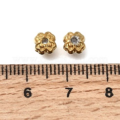 304ステンレススチールビーズ  イオンプレーティング（ip）  花  18KGP本金メッキ  5.5x5.5x4.5mm  穴：1mm&nbsp;STAS-L315-031G