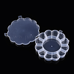 花のプラスチックビーズ保存容器  13のコンパートメント  透明  15.5x15.5x2.5cm&nbsp;CON-Q023-21