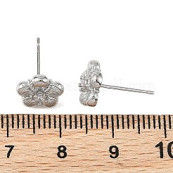 シェグレース 真鍮製マイクロパヴェ キュービックジルコニア スタッドピアス  花  鉛フリー＆カドミウムフリー＆ニッケルフリー  プラチナメッキ  9mm&nbsp;XGRQ4N068-711P