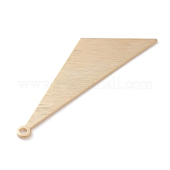 真鍮製チャーム  カドミウムフリー＆鉛フリー  三角形  24KGP本金メッキ  40x11.5x0.5mm  穴：1.4mm&nbsp;X-KK-Y003-18G