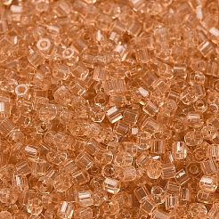透明ガラスシードビーズ  六角形（ツーカット）  砂茶色  2x1.5mm  穴：0.9mm&nbsp;SEED-S042-21B-05