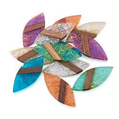 12Pcs 6 Colors Transparent Resin & Walnut Wood Big Pendants&nbsp;WOOD-TA0002-46