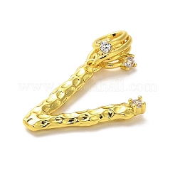 Rack Plating Brass Micro Pave Cubic Zirconia European Dangle Charms&nbsp;KK-L210-015G-V