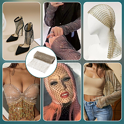 Polyester Elastic Rhinestone Fishnet Fabric&nbsp;DIY-WH0504-288C