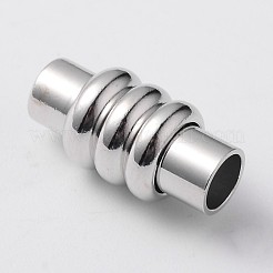 柱の真鍮のマグネットクラスプ、接着剤で端が付いています  カドミウムフリー＆ニッケルフリー＆鉛フリー  プラチナ  18x8mm  穴：4mm&nbsp;KK-F358-04-A-NR