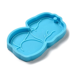 母の日女の子のバックシリコンペンダントモールド  UV樹脂用キーホルダーペンダント型  エポキシ樹脂ジュエリー作り  人間  74.5x46x8.5mm  穴：3.9mm  内径：70x42.5mm&nbsp;AJEW-M221-02A