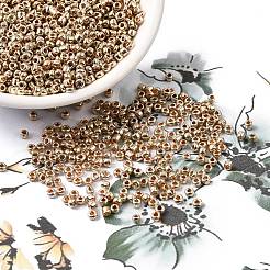 12/0電気めっきガラスシードビーズ  丸穴rocailles  黄金メッキ  2x2mm  穴：0.5mm  29300個/ 445g&nbsp;SEED-Q003-01