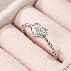 女性用ハート 304 ステンレススチール オープンカフリング  ステンレス鋼色  ハート：6x7mm  内径: 調節可能&nbsp;RJEW-G338-14P
