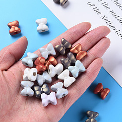 塗装アクリルヨーロッパのビーズを散布  大穴ビーズ  蝶結び  ミックスカラー  13.5x15x8mm  穴：4mm  約509個/500g&nbsp;MACR-S373-44J