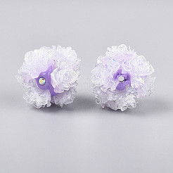 Polymer Clay Rhinestone Beads with Embossed Resin Roses&nbsp;RESI-T059-01A
