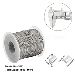 304ステンレス鋼ワイヤーロープ  ジュエリーDIY製版材料  ステンレス鋼色  0.8mm  約100m /ロール&nbsp;OCOR-WH0032-09B