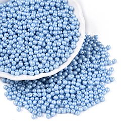 ガラスシードビーズ  不透明色  ラウンド  ライトスカイブルー  3.5~4x3~3.5mm  穴：0.8~0.9mm  約4500個/ポンド&nbsp;SEED-T007-01N