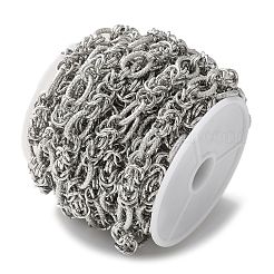 304ステンレススチールリンクチェーン  溶接されていない  スプールで  ステンレス鋼色  21x7x7mm  約5m /ロール&nbsp;CHS-Z004-07P