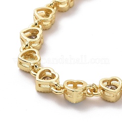 Enamel Evil Eye & Cubic Zirconia Heart Link Chain Bracelet&nbsp;BJEW-H555-01B