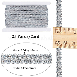 メタリックヤーンリボン1枚  ジャカードリボン  ムカデレースリボン  服飾材料  銀  1/4インチ（7mm）  25ヤード/カード&nbsp;OCOR-GF0003-08B