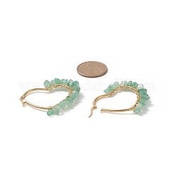 Natural & Synthetic Mixed Gemstone Chips Beaded Heart Hoop Earrings&nbsp;EJEW-JE05214