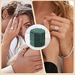 ベルベット カバー プラスチック カップル リング ボックス  結婚指輪のギフトケース  八角形  濃い緑  5.1x5x4.9cm&nbsp;VBOX-WH20003-001H