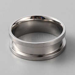 201ステンレススチール製溝付き指輪（女性用）  ステンレス鋼色  usサイズ8 1/4(18.3mm)&nbsp;RJEW-WH0010-04C-P
