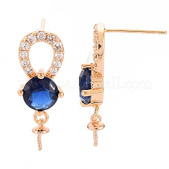 Brass Micro Pave Clear Cubic Zirconia Earring Findings&nbsp;KK-T062-219A-NF
