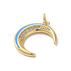 Moon Rack Plating Brass Micro Pave Cubic Zirconia Enamel Pendants&nbsp;KK-G504-06G-03