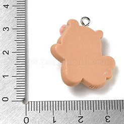 不透明樹脂ペンダント  翼と花のチャームが付いた動物  プラチナアイアイピン  きいろ  28x25x8.5mm  穴：2mm&nbsp;RE-CBAFA24-05