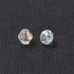 双円錐abカラーメッキ環境に優しい透明アクリルビーズ  クリアAB  4x4mm  穴：1mm  約16600個/500g&nbsp;TACR-A003-4mm-22