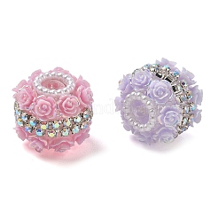 アクリル、樹脂、ラインストーン、鉄ビーズ  バラの花の丸い  ABSの模造パールと  ミックスカラー  18.5x16mm  穴：2.3mm&nbsp;AC-CBA30D1-03