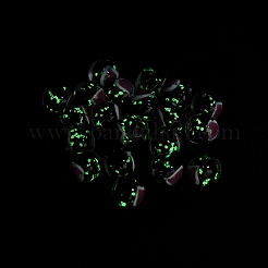 手作りランプワークビーズ  蓄光ビーズ  ハート付きのラウンド  暗闇で光る  ブラック  10mm  穴：1.8mm&nbsp;LAMP-B030-01B