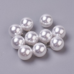 樹脂模造パールペンダント  プラチナメッキ合金パーツ  ラウンド  リネン  11.5x7.5mm  穴：1.5mm&nbsp;RESI-WH0008-17A