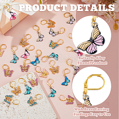 32Pcs 8 Colors Butterfly Alloy Enamel Pendant Locking Stitch Markers&nbsp;HJEW-HS00079
