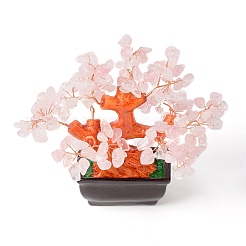 Natural Rose QuartzChips Money Tree Bonsai Display Decorations&nbsp;DJEW-B007-08F