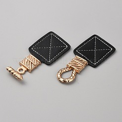 Pu レザー トグル バックル  合金パーツ  バッグセータージャケットコート用  DIYの縫製アクセサリー工芸品  ブラック  153x36x5mm&nbsp;FIND-WH0419-23