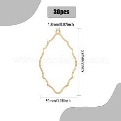 真鍮製ビッグサイズペンダントトップ  ウェーブの花のチャーム  ゴールドカラー  52x30x0.5mm  穴：1.8mm  30個/箱&nbsp;FIND-CA0008-04