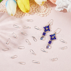 ラックメッキ真鍮ピアスフック20組  カドミウムフリー＆鉛フリー  長持ちメッキ  銀  18x4mm  穴：1.6mm  ピン：0.6mm&nbsp;KK-SC0006-59S