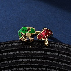 Brass Enamel Cuff Rings&nbsp;RJEW-D330-01G
