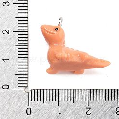 樹脂チャーム  プラチナ鉄ループ付き  トカゲ  ライトサーモン  17.5x12x24mm  穴：2mm&nbsp;LS-RESI-Q002-01B