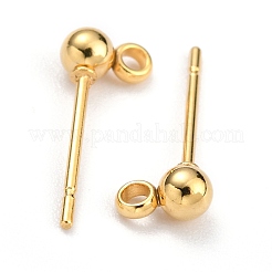 304 Stainless Steel Ball Post Stud Earring Findings&nbsp;STAS-Z035-01G-E