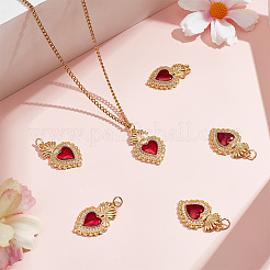 6Pcs Brass Micro Pave Clear Grade AAA Cubic Zirconia Pendants&nbsp;KK-BBC0015-32B