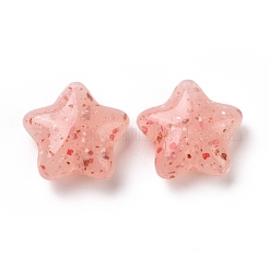 ポイント模様ビーズ付き不透明アクリル  スター  ライトサーモン  19x20x8.5mm  穴：2mm&nbsp;OACR-G010-02A