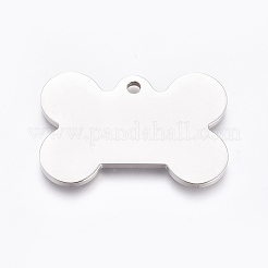 ステンレススチールペンダント  犬の足跡のある骨  ステンレス鋼色  17x25x1.7mm  穴：2.5mm&nbsp;STAS-CJC0001-09P