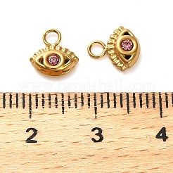 304ステンレスペンダント  ラインストーン付き  ゴールドカラー  目  8x7.5x3mm  穴：1.8mm&nbsp;STAS-H438-02C-G02