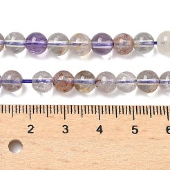 天然の紫色のファントムクォーツ、紫色のロドライトクォーツビーズ連売り  ラウンド  6.5mm  穴：0.8mm  約62個/連  15.16インチ（38.5cm）&nbsp;G-L644-D01-6mm
