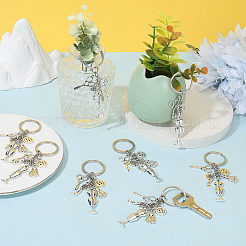 20Pcs Sewing Theme Alloy Measuring Tape & Scissors & Dress Keychains&nbsp;KEYC-SC00041