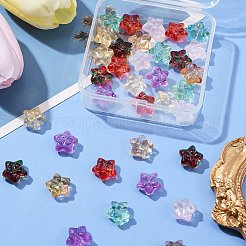 35個7色透明ガラスビーズ  ちょう結びに主演  ミックスカラー  13.5~14x14.5x7~8mm  穴：1.2mm  5個/スタイル&nbsp;GLAA-FS0001-77