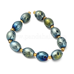 Electroplated Natural Druzy Geode Crystal Beads Strands&nbsp;G-F833-O01-01B