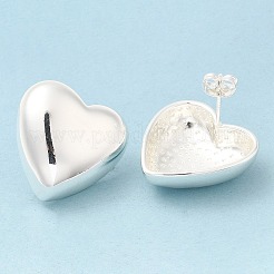 ラックメッキ真鍮スタッドピアス  鉛フリー＆カドミウムフリー  長持ちメッキ  ハート  銀  22x22mm&nbsp;EJEW-F324-02S