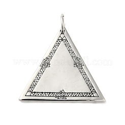 304ステンレススチール製手磨きペンダント  丸カン付き  valknut の三角形  アンティークシルバー  38.5x41.5x2.5mm  穴：7mm&nbsp;STAS-G274-23AS
