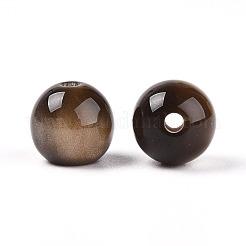樹脂ビーズ  模造キャットアイビーズ  ラウンド  コーヒー  8mm  穴：1.5mm&nbsp;X1-RESI-YW0004-29A-02